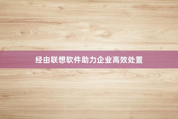经由联想软件助力企业高效处置